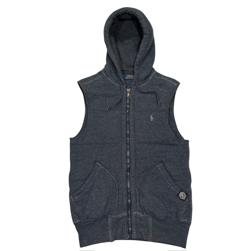 Polo Ralph Lauren Sleeveless Full Zip Hoodie Vest Charcoal Grey Heather XS